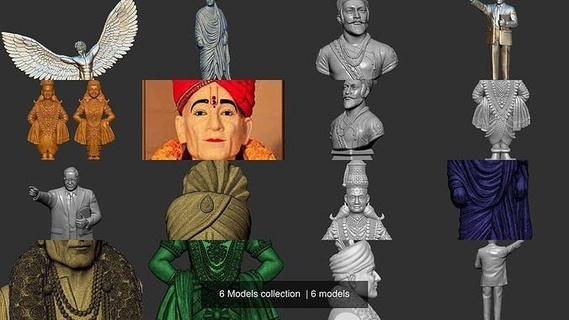 6 models collection art sculpture design god award interior buddha ganesha jwelary character figure human man swami ambedkar 3dprint sculptures 3d print model - Mito3D