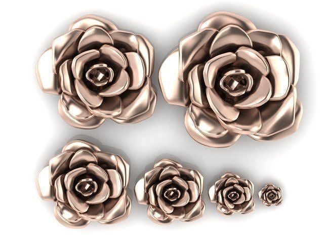 6 peças flores ouro flor imprimível diamante prata colar engagem pingente cafajeste Projeto esterlina moda joalheria Shayeste rosa modelo Pendnat 3D print model - Mito3D