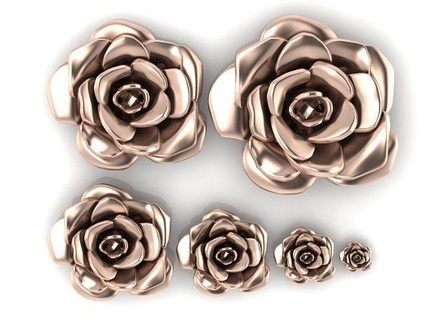 6 adet Çiçekler altın çiçek yazdırılabilir elmas gümüş kolye angagem cad tasarım sterlin moda takı Shayeste gül model ucu 3d print model - Mito3D