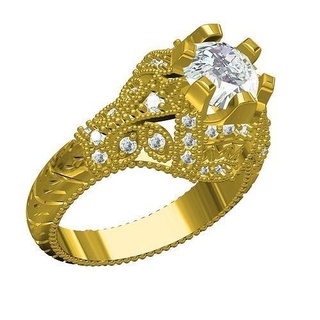 6 dent rond diamant art déco bague bijoux imprimable or argent gemme solitaire anneaux engagement calcul mariage 3d goujat 3d print model - Mito3D