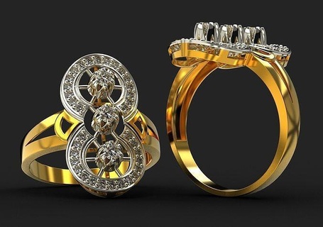 6 squillare gioielleria oro diamante nozze stampabile gioiello anelli brillante moda argento gemma platino Fidanzamento 3d print model - Mito3D