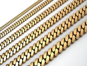 6 talla pequeña cubano enlace cadena pulsera or collar oro joyería joya plata libra esterlina 3dprint imprimible collares 3d print model - Mito3D