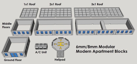 6mm 8mm modular apartment block dirtside epic armageddon terrain buildings microarmor games toys other 3d print model - Mito3D