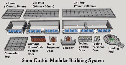 6mm or 8mm modular gothic building system epic armageddon dirtside 40k 30k games toys 3d print model - Mito3D