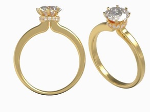 6mm pedra preciosa anel joalheria ouro prata imprimível diamante jóia jóias brilhante gema moda engagem noivado cafajeste argolas 3d print model - Mito3D