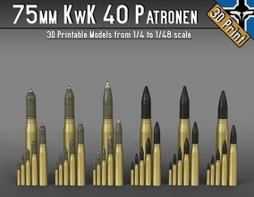75mm kwk 40 parça desenler 1 4 to 48 ölçek modeller kwk40 pzgr pzgr39 pzgr40 sprgr34 zırhlı jagdpanzer kartuş apcbc apcr i̇kinci dünya savaşı mermi ww2 almanya 3d yazdır hobi kendin yap 3d print model - Mito3D