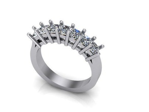 7 princesa anillo 74 borde joyería joya diamante platino anillos 3d print model - Mito3D