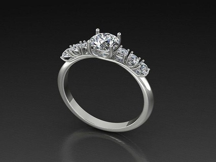 7 pedra solitário anel noivado Casamento diamante gema jóias design joalheria imprimível prata ouro Branco moda joias argolas 3d print model - Mito3D