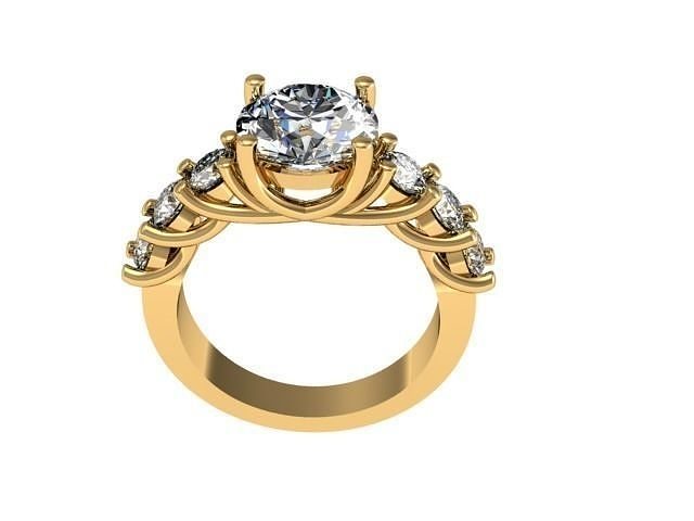 7 stones ring jewelry platinum gold gem bright printable diamond silver precious luxury wealth brilliant shining rings 3D print model - Mito3D