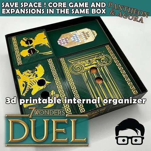 7 wonders duel core expansions pantheon agora inserts internal organizer 7wonders board game storage miniature token organization solution tabletop gaming components upgrade games toys 3D print model - Mito3D