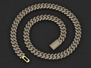 7mm miami cuban link chain necklace or bracelet monaco gold silver jewel jewellery jewelry diamond stone gem luxury female hiphop monacochain necklaces 3d print model - Mito3D