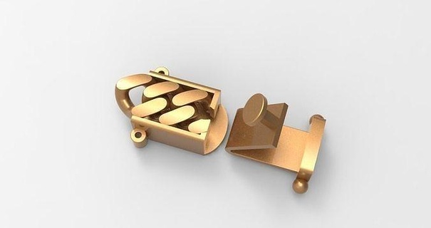 7mm quban lock quban chain lock quban lock gold box lock box jewelry  3d print model - Mito3D