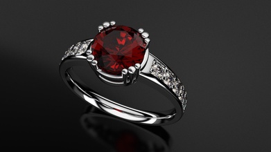7mm ruby ring jewelry cad white printable fashion engagem wedding diamond jewellery beauty gold rhino rings 3d print model - Mito3D