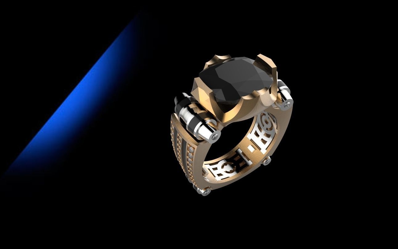85 mens ring gold black prince diamond bvlgari kolco sergi pechati 3dmodel printable sterling fashion engagem jewelry rings 3D print model - Mito3D