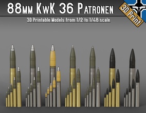 88mm kwk 36 patrones 1 2 to 48 escala modelos kwk36 pzgr pzgr39 pzgr40 sprgr tigre reproches cartucho apcbc apcr guerra mundial proyectil ww2 alemania 3d impresión pasatiempo bricolaje diy 3d print model - Mito3D