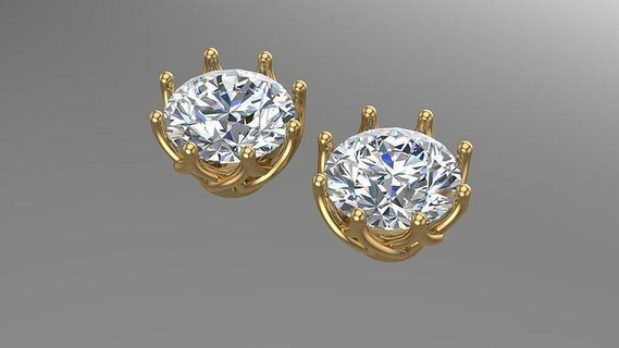 8 paio giro perno orecchini 3d Stampa modello orecchino diamante studia gioielleria argento stampabile gemma oro gioiello abjewels 3dmoodel 3d print model - Mito3D