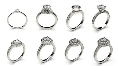 8 solitario mujer diamante anillo joya boda compromiso joyería plata oro enganchar moda libra esterlina blanco brillante colgante pendiente collar zafiro anillos 3d print model - Mito3D