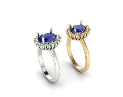 8x6 ovale 9x7 grappe engagement bague luxe rétro diamant or bijoux anneaux 3d print model - Mito3D