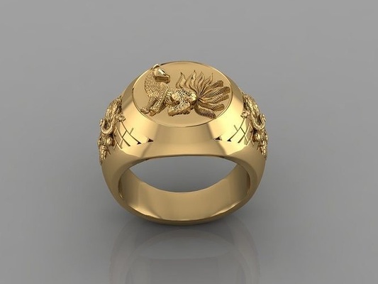 9 tailed zorro anillo joya compromiso boda joyería diamante plata oro enganchar moda libra esterlina colgante pendiente collar belleza pendientes colgantes anillos 3d print model - Mito3D