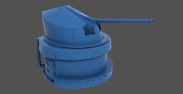 90mm aa ww2 italian turret 1-200 scale navy weapon cannon anti aricraft warship battleship naval wwii hobby diy 3d print model - Mito3D
