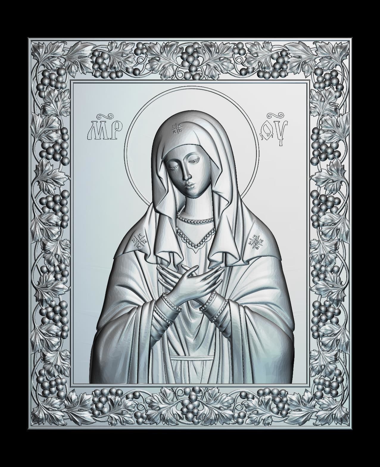 91 religion icon of mother god tenderness 3d stl model cnc router christ religious jesus jewelry pendants 3D print model - Mito3D