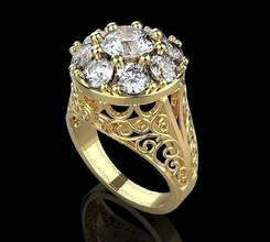 9 gemme or bague diamants filigrane bijoux argent brillant industriel anneaux 3d print model - Mito3D