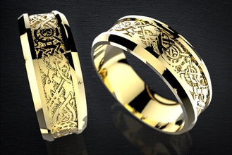9mm dragon ring jewelry gold silver platinum fashion rings wedding bracelet pendant earrings men 3d print model - Mito3D