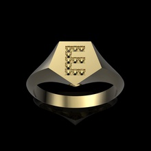 9mm x 9-5mm pentagon signet prong setting dia-e ring diamond diamonds rhino jewelry rhinoceros 3d model personalized musthave signetring wow initiao id luxury fashion love design gold jewel rings 3d print model - Mito3D