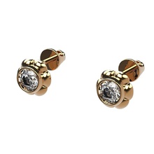 a-system earring bezel gem 5mm jewelry luxury isolated accessory brass chrome disjunct sterling close up silver white precious gold shining earrings 3d print model - Mito3D