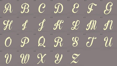 grand lettres bijoux alphabet alphabétique art gros calligraphie personnages anglais police caractère or médaille modèles collier imprimable bague sculpture colliers 3d print model - Mito3D