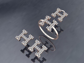 a03 diamant ensemble anneaux Collier bijoux gemmes mode or conception argent bague élégant brillant gemme bracelet boucle d'oreille pendentif saphir femmes mariage 3d print model - Mito3D