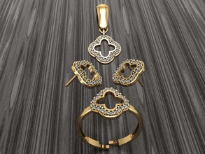 a09- diamond set rings necklace jewelry gems fashion gold design silver ring elegant shining gem bracelet earring pendant sapphire women wedding 3d print model - Mito3D