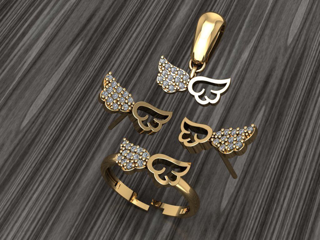 a11 elmas Ayarlamak yüzükler kolye takı taşlar moda altın tasarım gümüş yüzük zarif parlıyor mücevher bilezik küpe safir KADIN düğün 3D print model - Mito3D