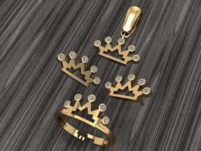 a12 Diamant einstellen Ringe Halskette Schmuck Edelsteine Mode Gold Design Silber Ring elegant leuchtenden Juwel Armband Ohrring Anhänger Saphir Frauen Hochzeit 3d print model - Mito3D