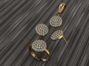 a13- diamond set rings necklace jewelry gems fashion gold design silver ring elegant shining gem bracelet earring pendant sapphire women wedding 3d print model - Mito3D