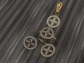 a18 diamante conjunto anillos collar joyería joya gemas moda oro diseño plata anillo elegante brillante pulsera arete colgante pendiente zafiro mujer boda 3d print model - Mito3D