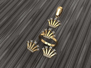 a32 diamante conjunto argolas colar joalheria joias moda ouro Projeto prata anel elegante brilhando gema pulseira brinco pingente safira mulheres Casamento 3d print model - Mito3D