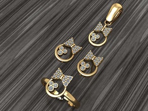 a34- diamond set rings necklace jewelry gems fashion gold design silver ring elegant shining gem bracelet earring pendant sapphire women wedding 3d print model - Mito3D