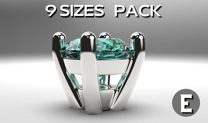 a package of engagement ring heads 4 prong stud earrings head stone 3dprint gemstone jewelry printable diamond prongs gem solitaire wedding rings collet collets ringhead 3d print model - Mito3D