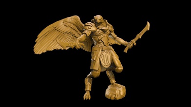 aarakocra warrior armored sword wings bird eagle bladed weapon games toys board 3d print model - Mito3D