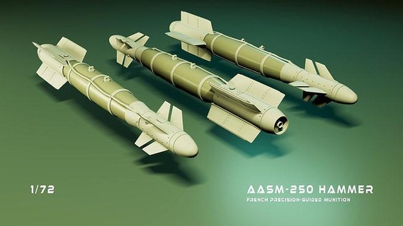 aasm 250 martelo bombear míssil militares aeronave guerra arma avião jogos exército veículo foguete faça escalomodelo passatempo brinquedos francês ordenança 3d print model - Mito3D