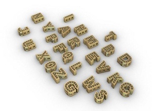 abecedario joyeria alphabet jewelry letters gold stone 3d print model - Mito3D