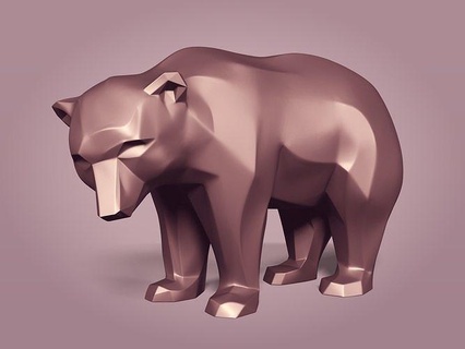 abstract bear statue -- ready 3d printing figurine sculpture modern art original design flat polygon polygonal lowpoly sculpt low poly grizzly print geometric statuette sculptures 3d print model - Mito3D