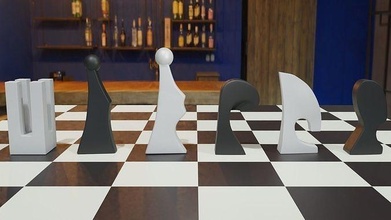 abstract chess pieces stl obj 3mf game king knight bishop rook pawn queen chessboard checkmate strategy victory games toys board 3d print model - Mito3D