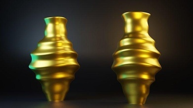 astratto deco vaso 02 arte splendente ceramica oro elegante interni statua decorazione Stampa stampabile casalinghi sculture 3d print model - Mito3D