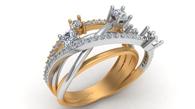 resumen de la moda fila 5 anillo oro joyería arete el colgante diamante brillante boda imprimible compromiso mujer niña marca humanos dedo los anillos 3d print model - Mito3D