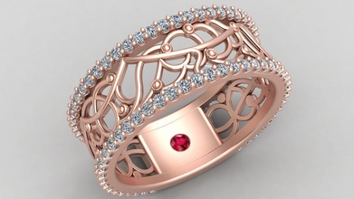 resumo ornamento de casamento diamante rubi do anel ouro jóias o engajamento brilhantes ruby a moda mulher garota printable jóia banda tecelagem brinco gem anéis 3d print model - Mito3D