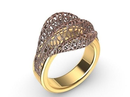 abstract shape jali ring stl jewellery jewelry printable diamond fashion prototyping 3d cad stylish design designer wire gold turkish splitshank bypass statement rings 3d print model - Mito3D