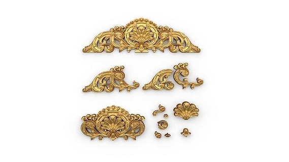 acanthus leaf set 13 acanthus leaf renaissance baroque onlay interior collection moulding finishes high poly cnc classic furniture ornate art 3dprint carved carving sculptures classic interior  3d print model - Mito3D