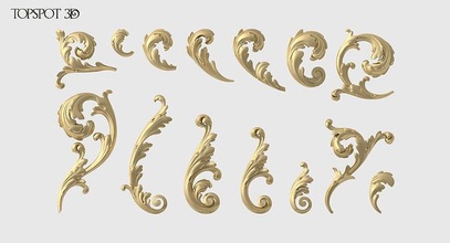 acanthus leaf set carving carved renaissance baroque onlay interior design collection moulding finishes cnc classic furniture 3dprint highpoly decoration luxury art 3d print model - Mito3D